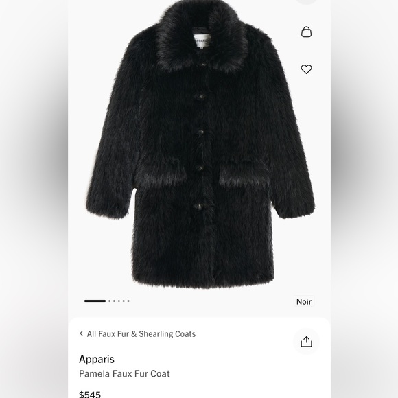 Apparis Black Faux Fur Pea Coat - Picture 2 of 2